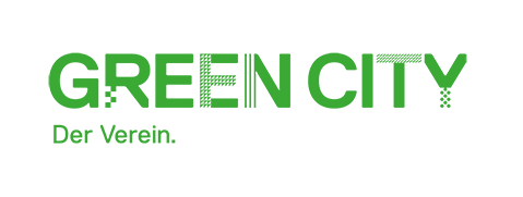 Logo mit dem Schriftzug 'GREEN CITY' in grüner, großer Schrift. Darunter steht in kleinerer grüner Schrift 'Der Verein'